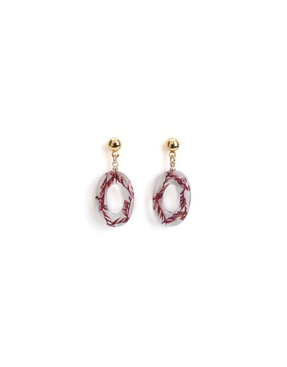 Earrings Inset with Flowers