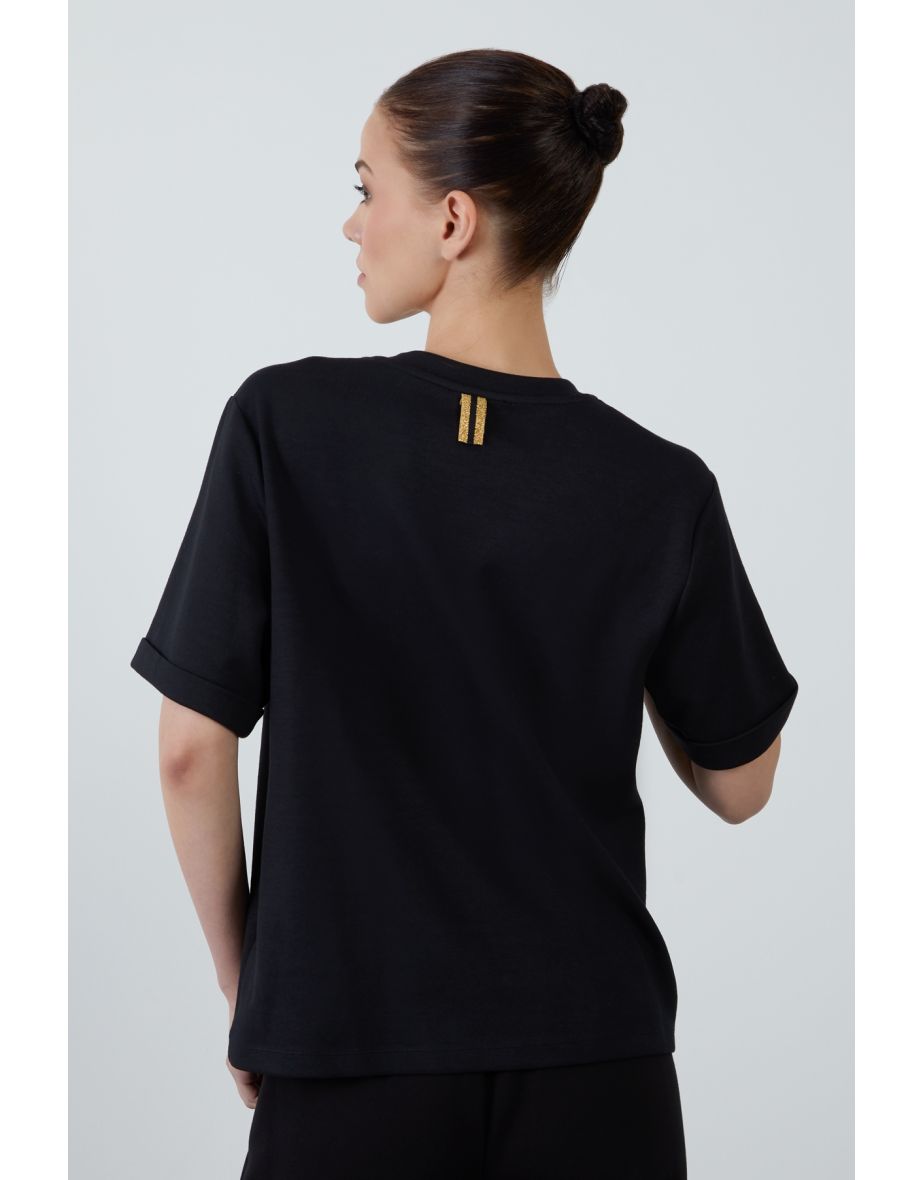 Black Comfort Fit Double Sleeve T-Shirt - 2