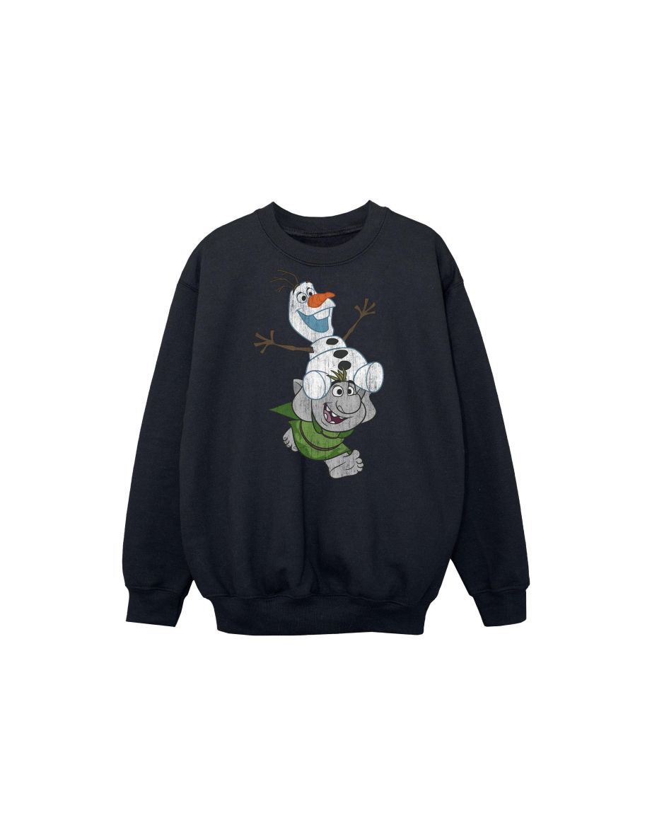 Disney Boys Frozen Olaf And Troll Sweatshirt - Black - 1