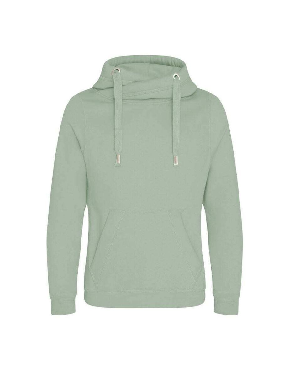 AWDis Hoods Mens Cross Neck Hoodie - Dusty Green