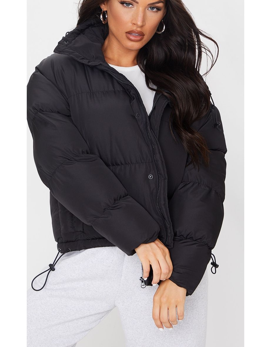 Recycled Black Toggle Detail Puffer Jacket - 3