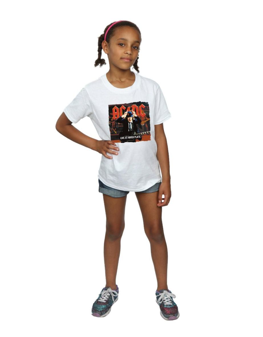 AC/DC Girls Live At River Plate Columbia Records Cotton T-Shirt - White - 3