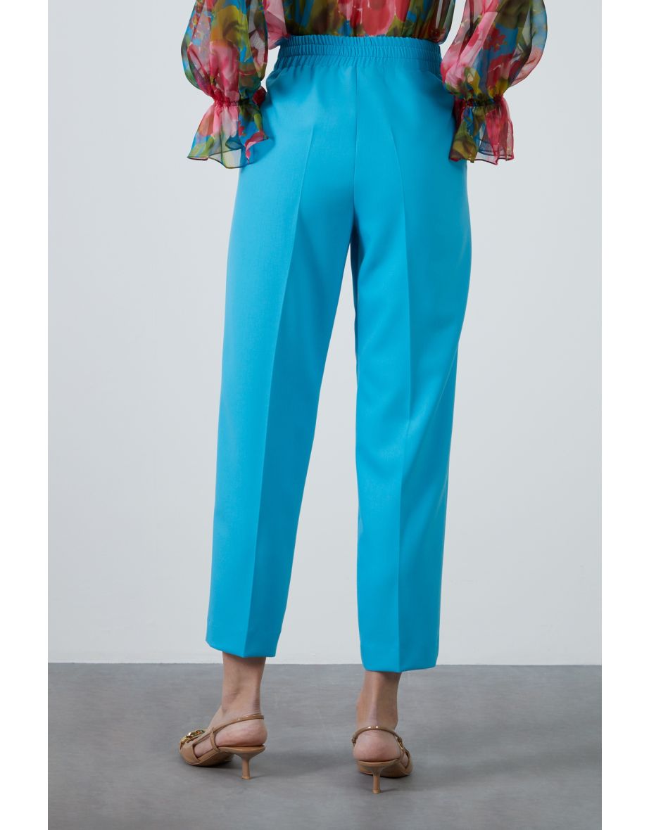 Metal Buttoned Turquoise Carrot Pants - 2
