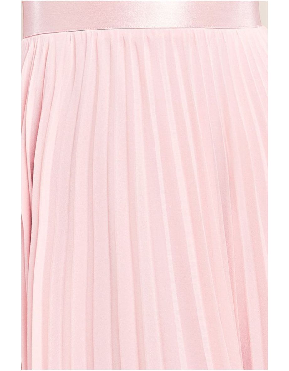 Goddiva Pleated Chiffon Off Shoulder Maxi Dress - Blush - 3
