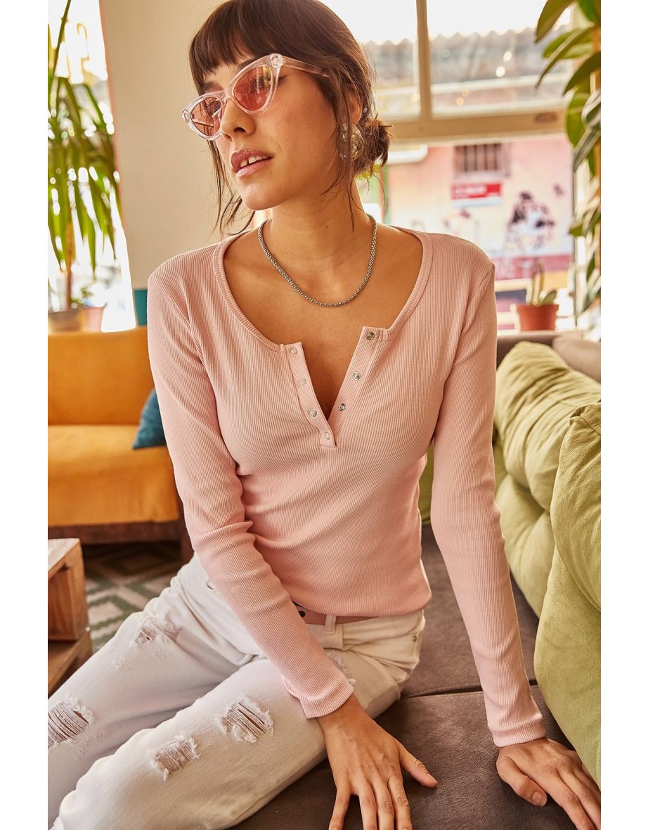 Blouse - Pink - Fitted