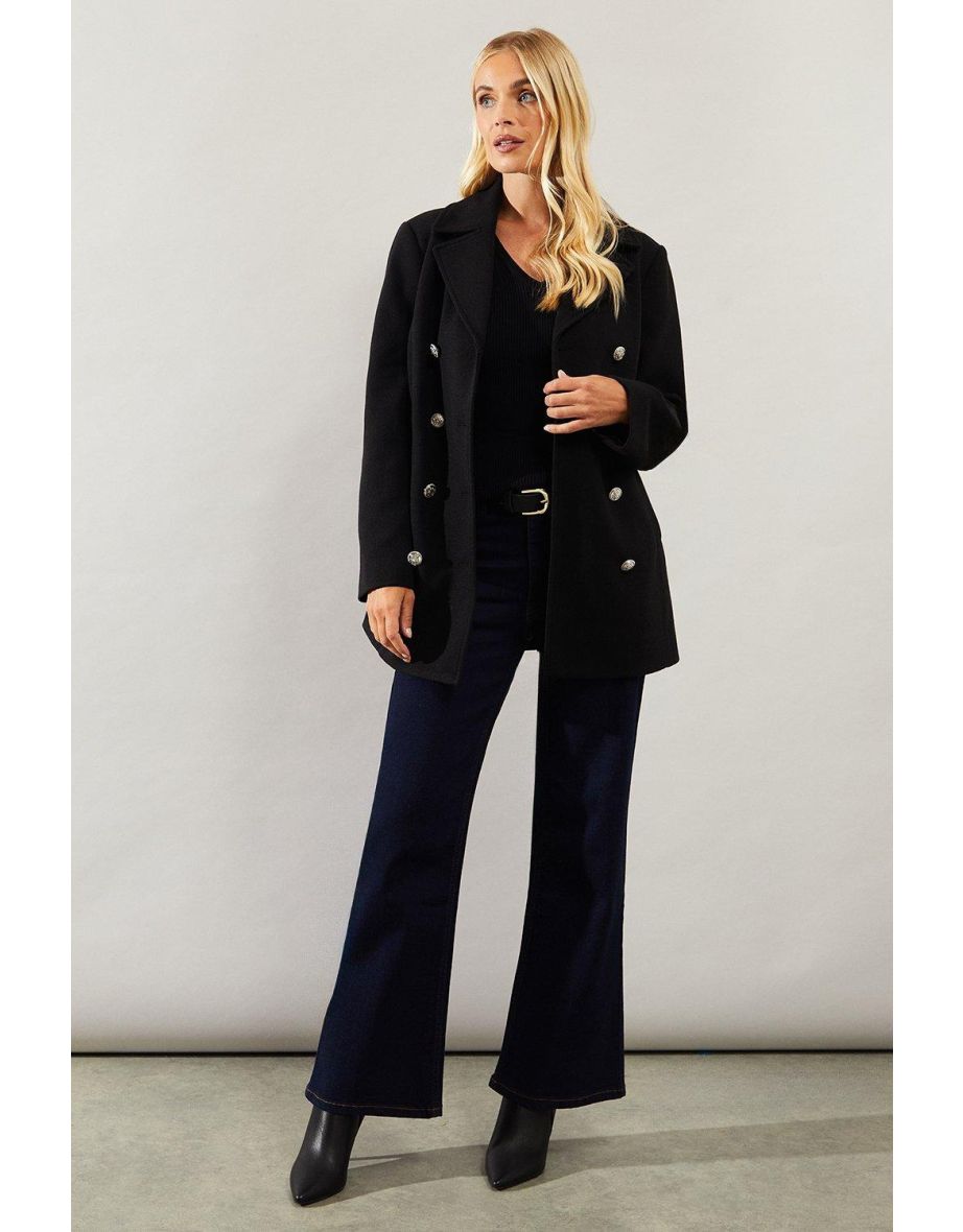 Petite Military Pea Coat