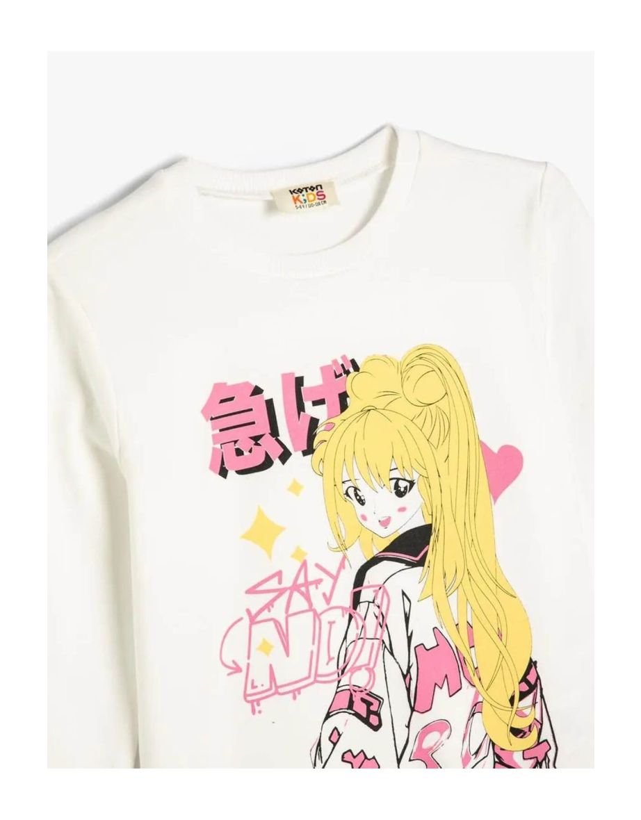Sweatshirt Anime Printed Crew Neck Long Sleeve Cotton - 2