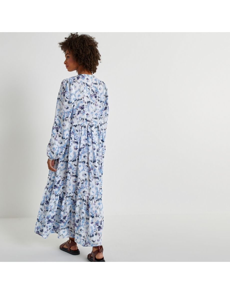 Full Maxi Prairie Dress with Long Balloon Sleeves - 3