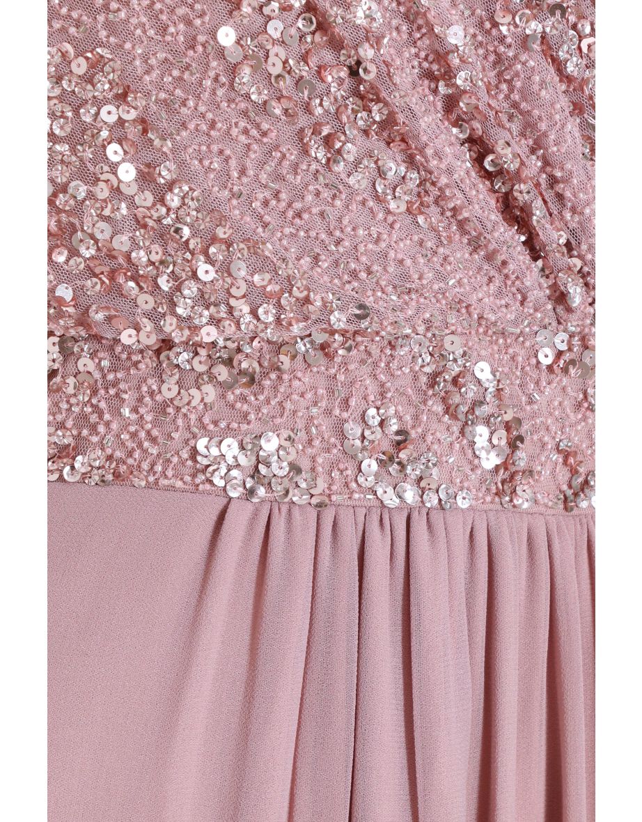 Pink Chiffon Embellished Maxi Dress - 5
