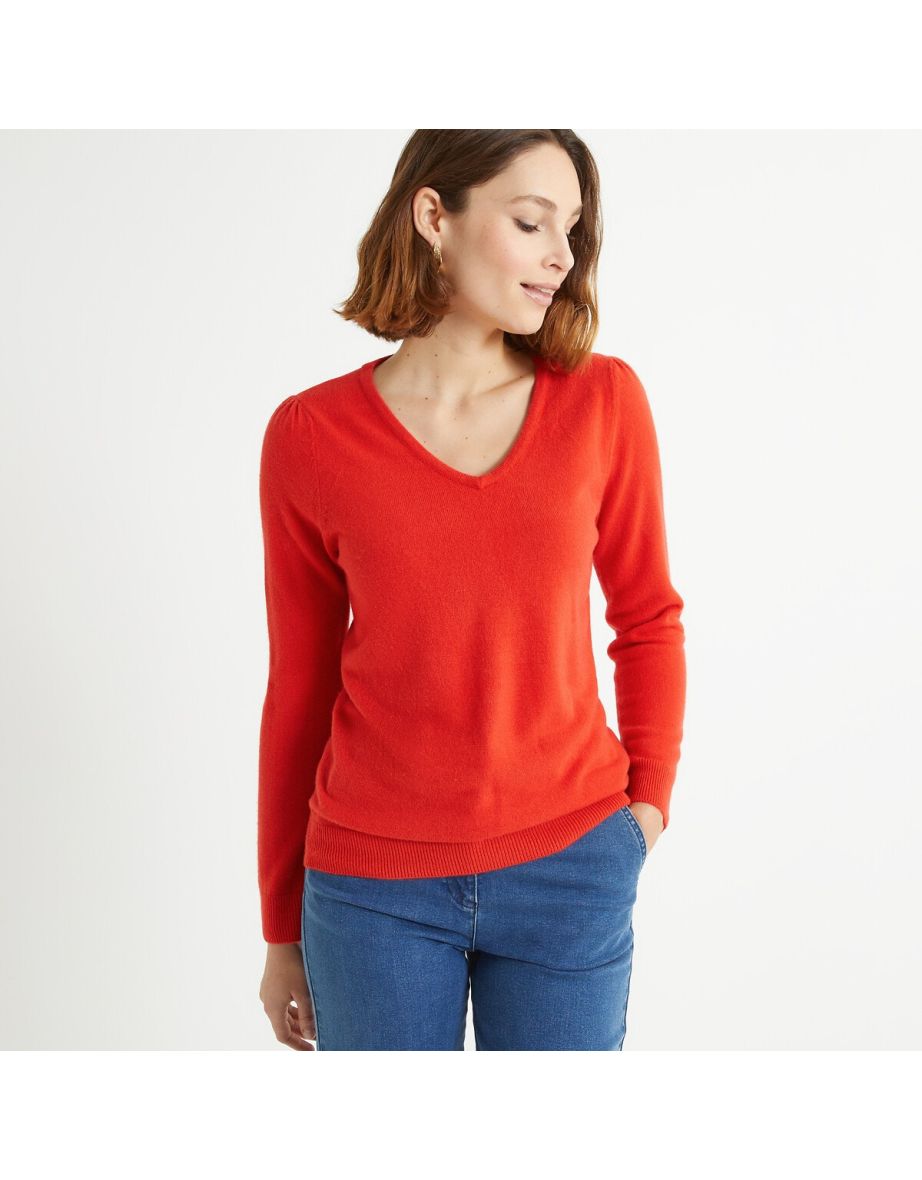 V-Neck Jumper/Sweater in Fine, Soft Knit - 4