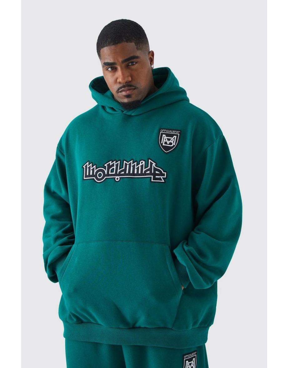 Plus Worldwide Football Oversized Hoodie