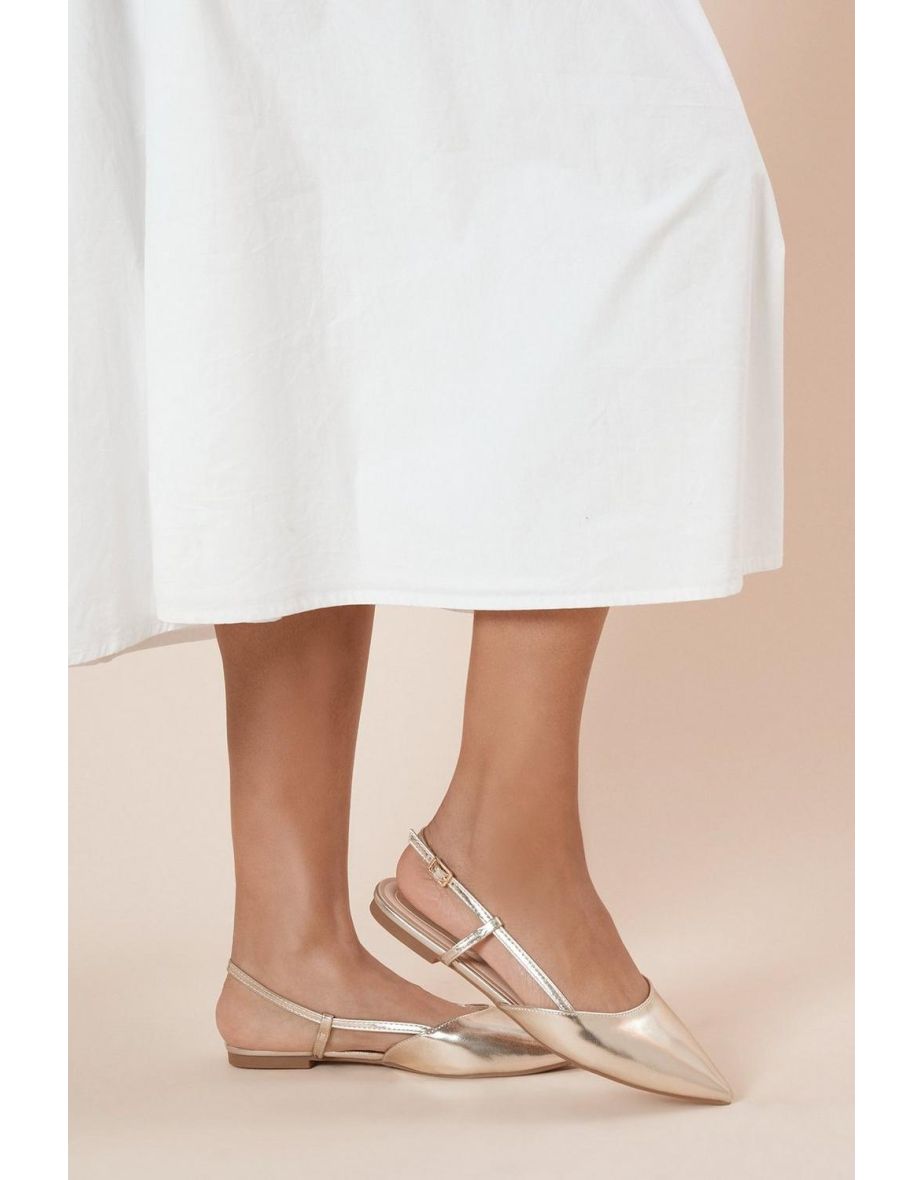 Briony Faux Leather Comfort Sock Pointed Slingback Flat Shoes