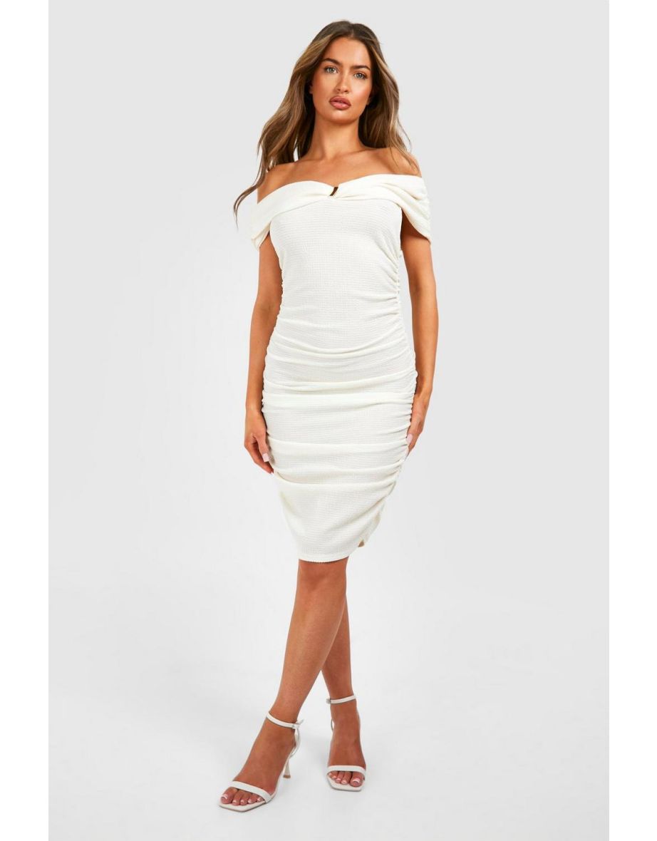 Bardot Crinkle Texture Mini Dress - cream