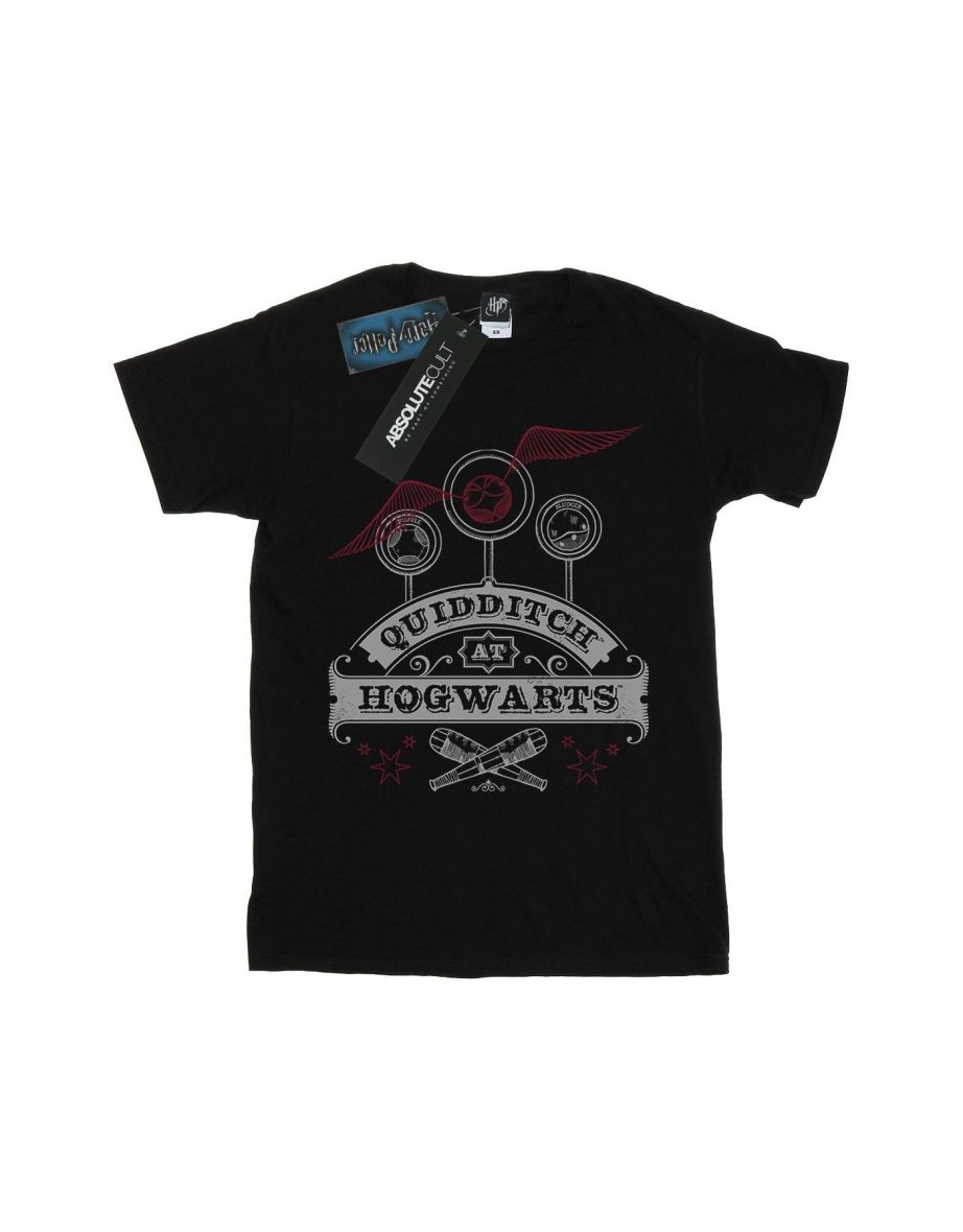 Harry Potter Girls Quidditch At Hogwarts Cotton T-Shirt - Black