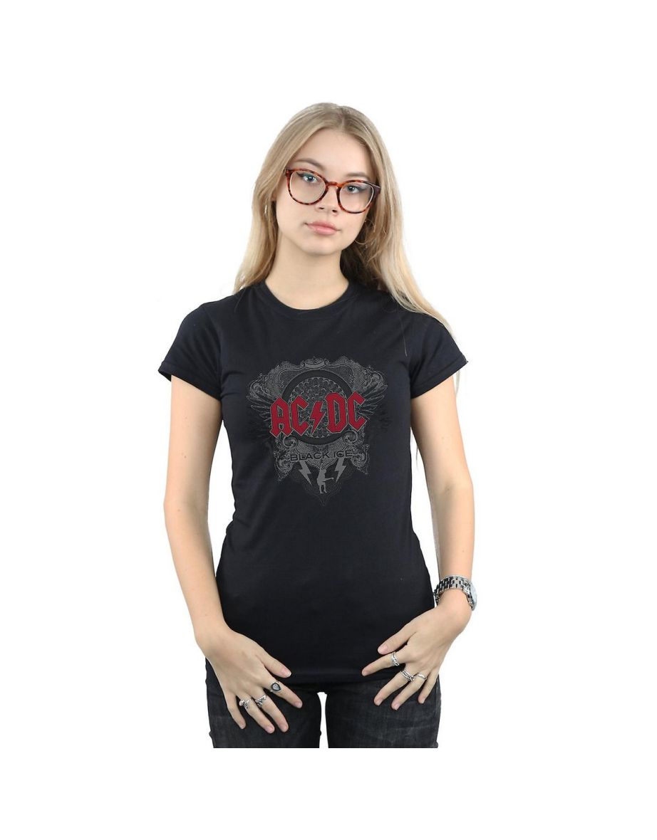 AC/DC Womens/Ladies Black Ice Cotton T-Shirt - Black