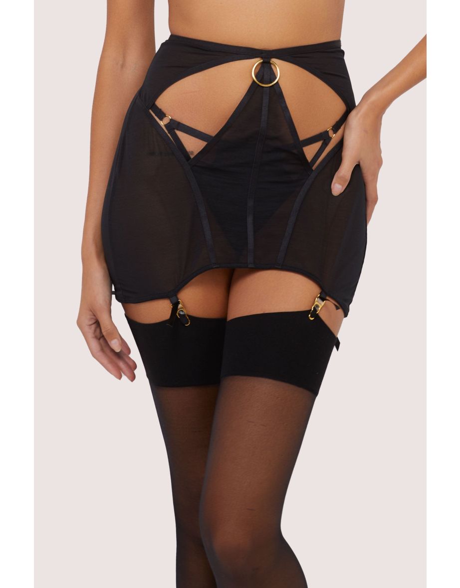 Emilia Black Mesh Cut Out Double Ring Girdle
