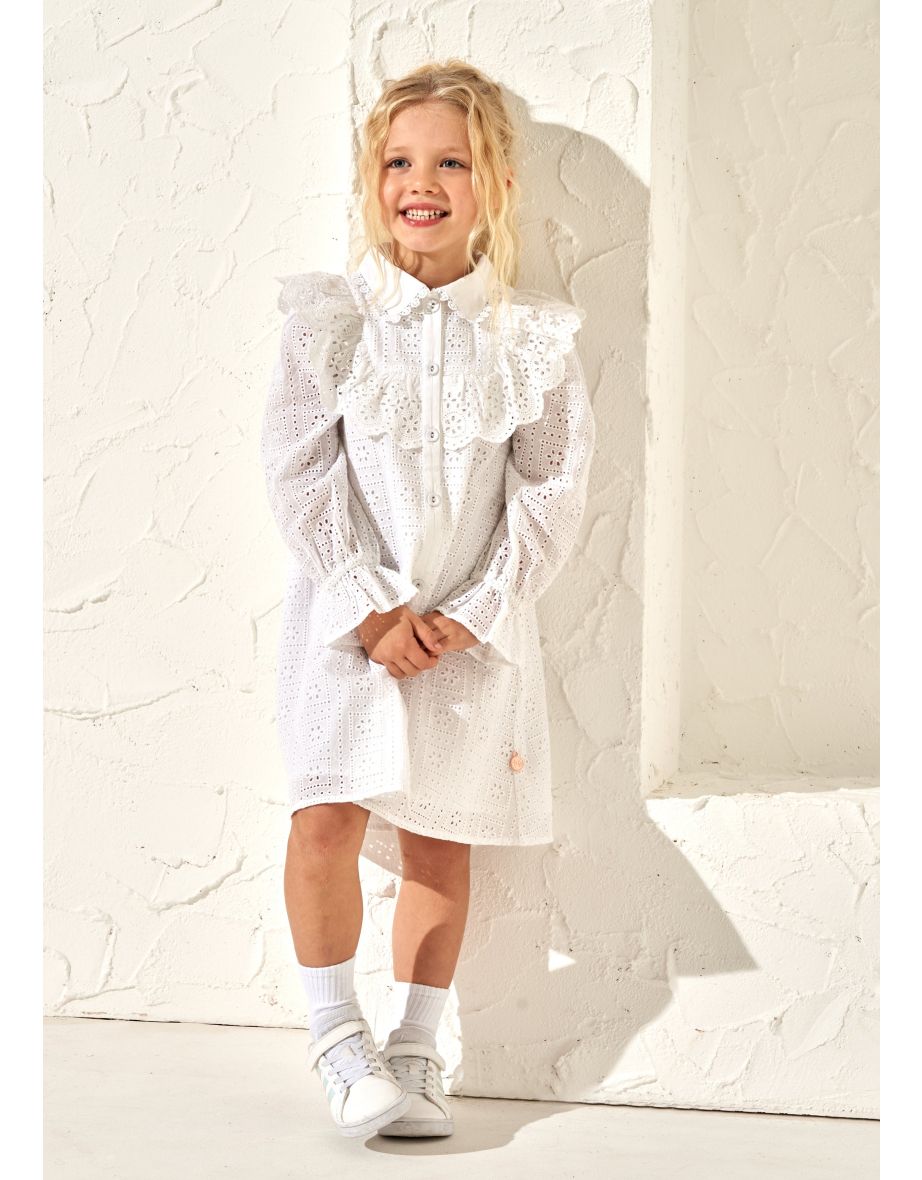 Amelie White Broderie Shirt Dress
