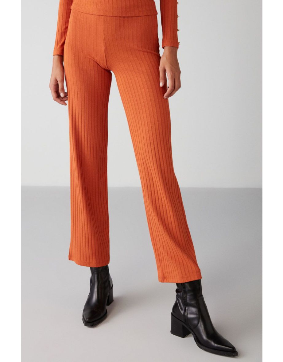 Erika Women's Elastic Waist Flare Tile Color Trousers - 6