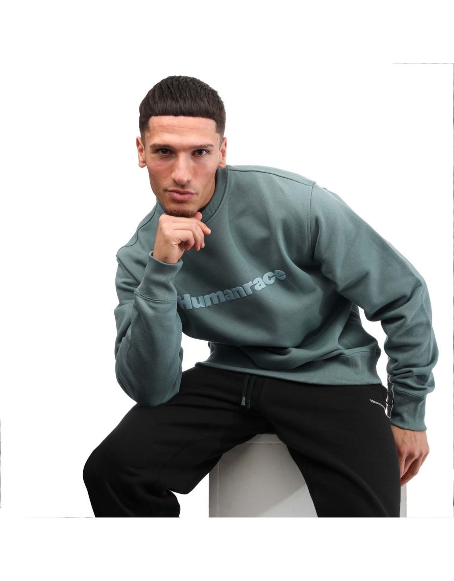 Men's adidas Originals Pharrell Williams Basics Crew Sweatshirt in Green - 6