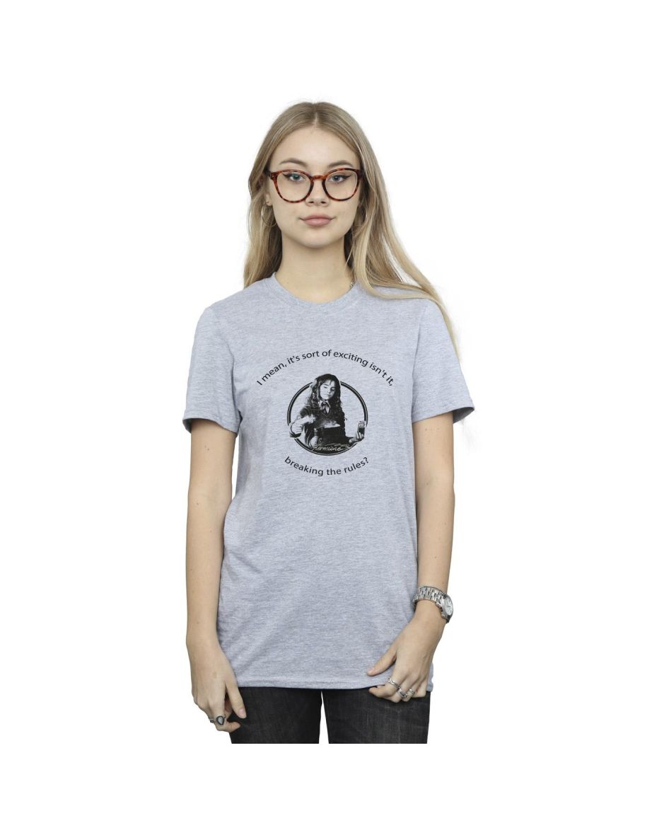 Harry Potter Womens/Ladies Hermione Breaking The Rules Cotton Boyfriend T-Shirt - Sports Grey
