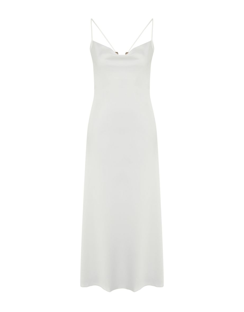 Satin Wedding / Wedding Elegant Evening Dress with White Accessories - 8