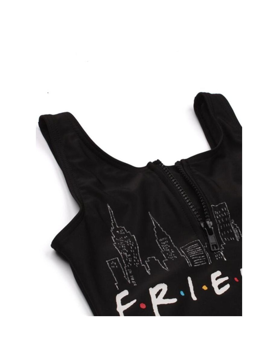 Friends Girls Sunsafe One Piece Swimsuit - Black - 2