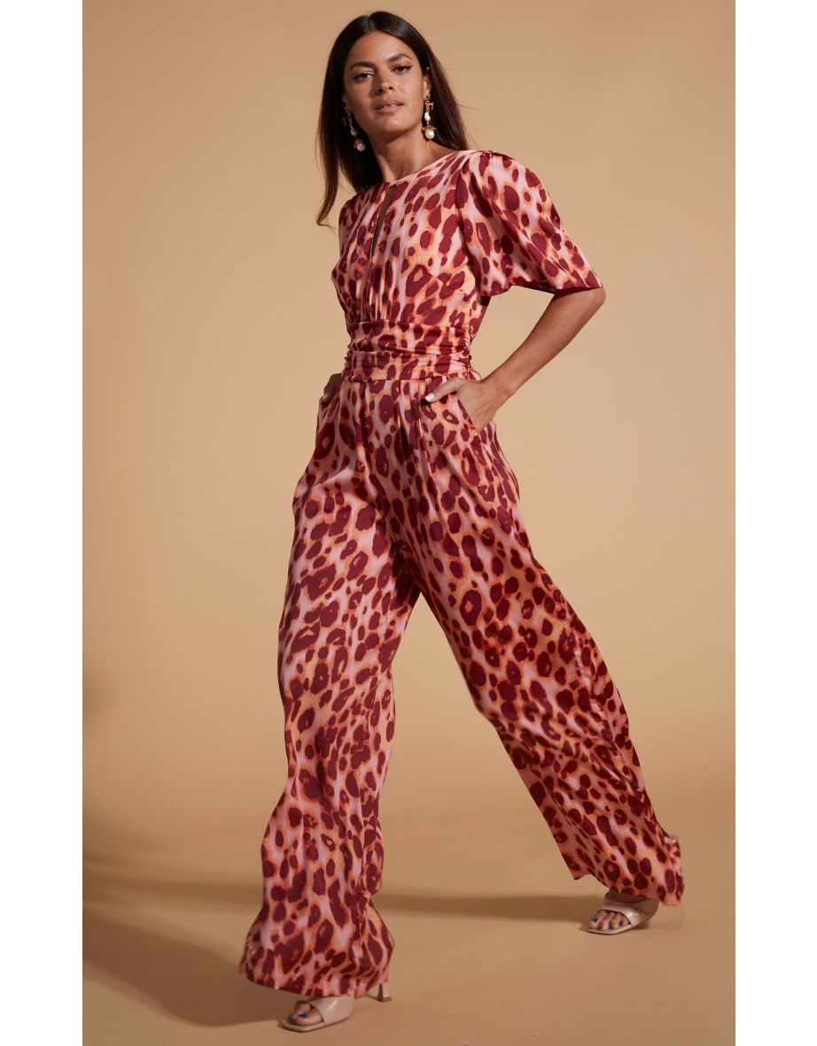 Savannah Jumpsuit In Orange Leopard - 3