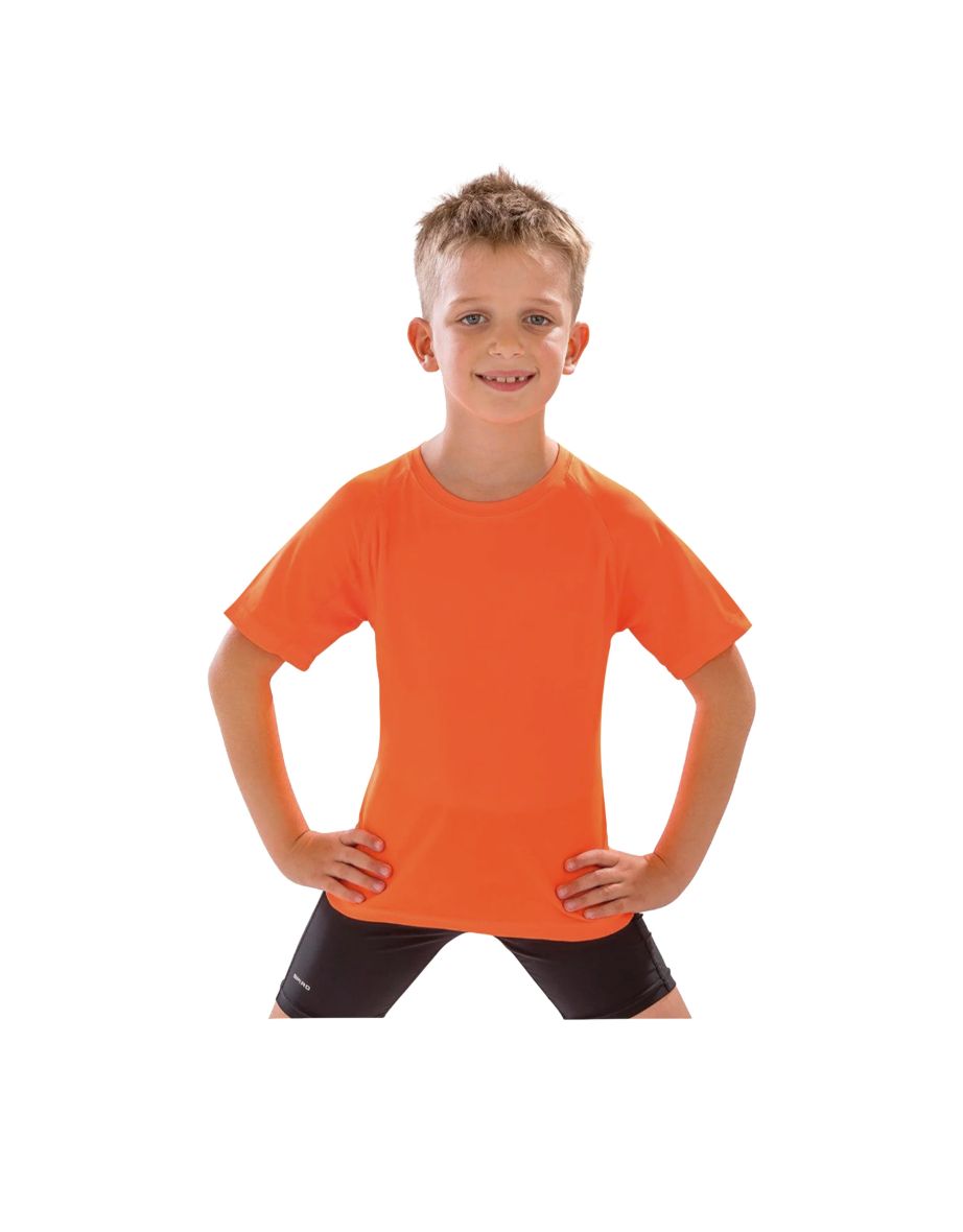 Spiro Childrens Boys Performance Aircool T-Shirt - Flo Orange