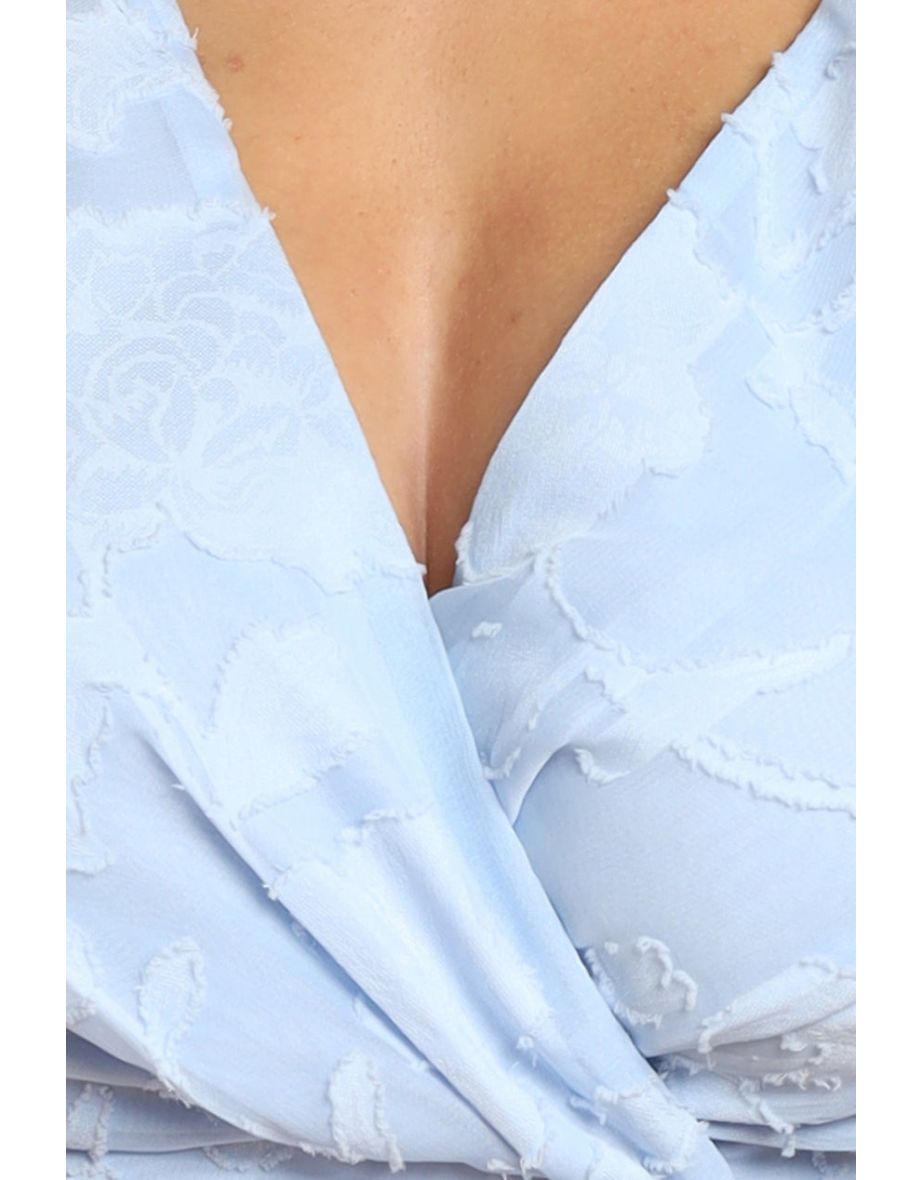Goddiva Jacquard Chiffon Wrap High Low Midaxi Dress - 3
