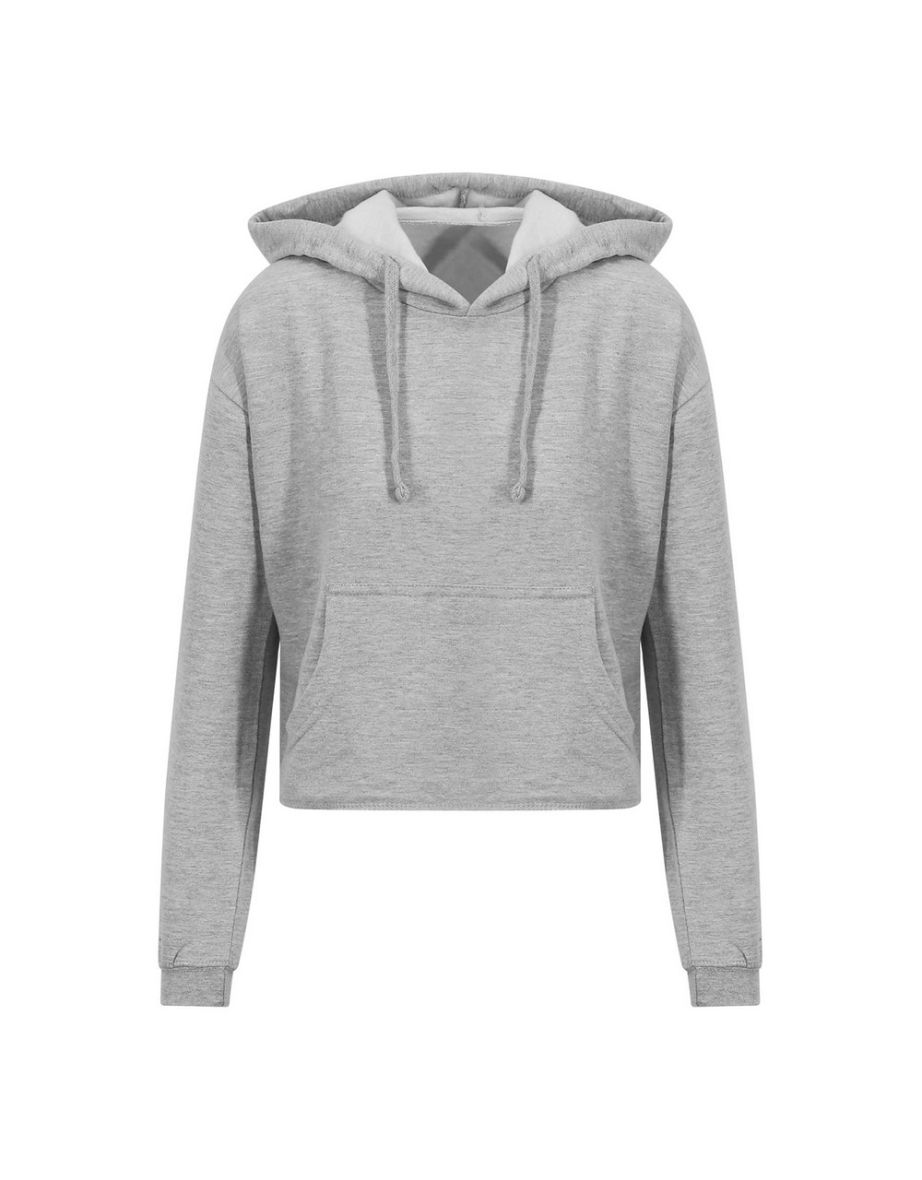 Awdis Womens/Ladies Girlie Cropped Hoodie - Heather Grey