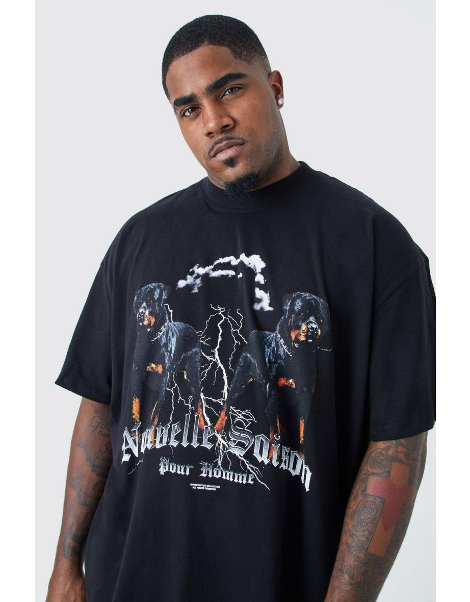 Shop Plus Oversized Rottweiler Graphic T shirt Online in Qatar VogaCloset