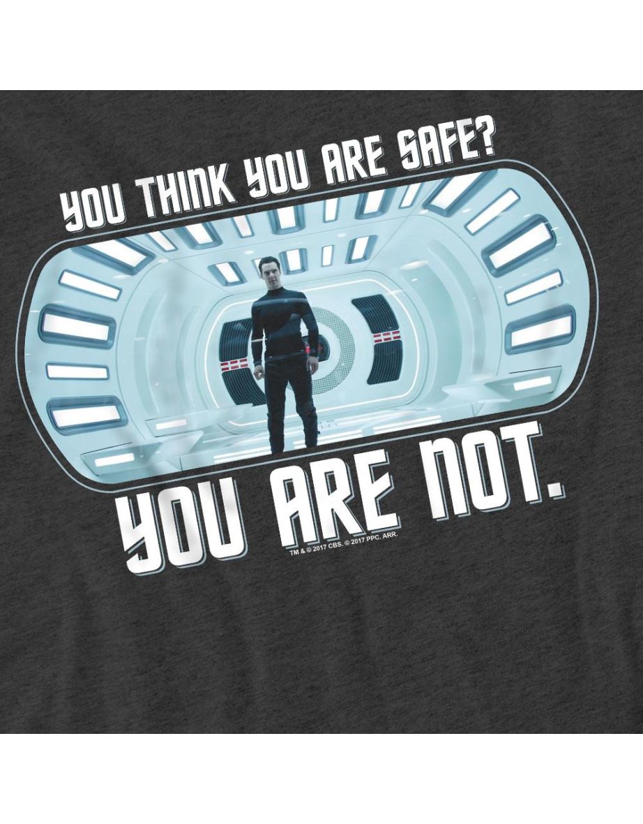 Star Trek: Into Darkness Unisex Adult Not Safe T-Shirt - Charcoal - 3
