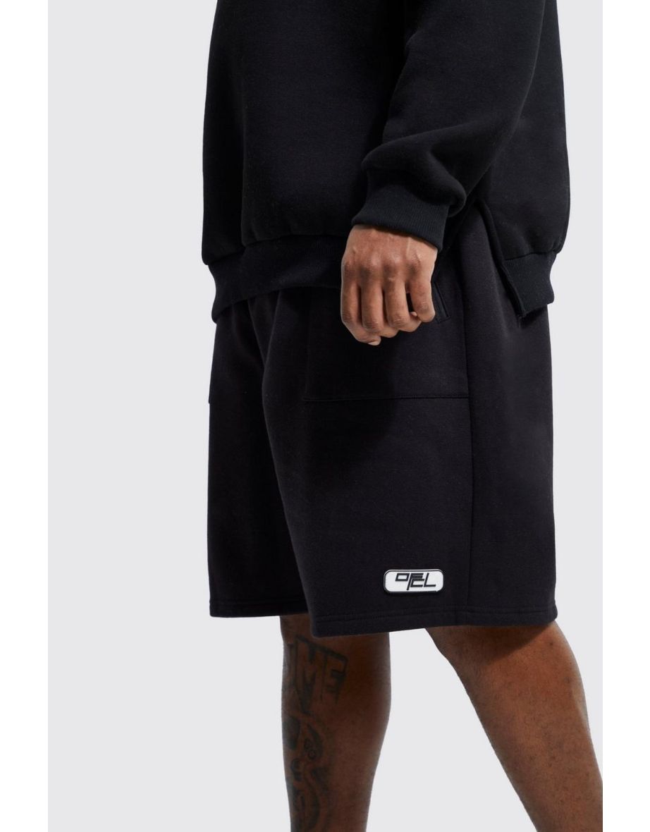 Plus Oversized Jersey Cord Zip Cargo Short - black - 2