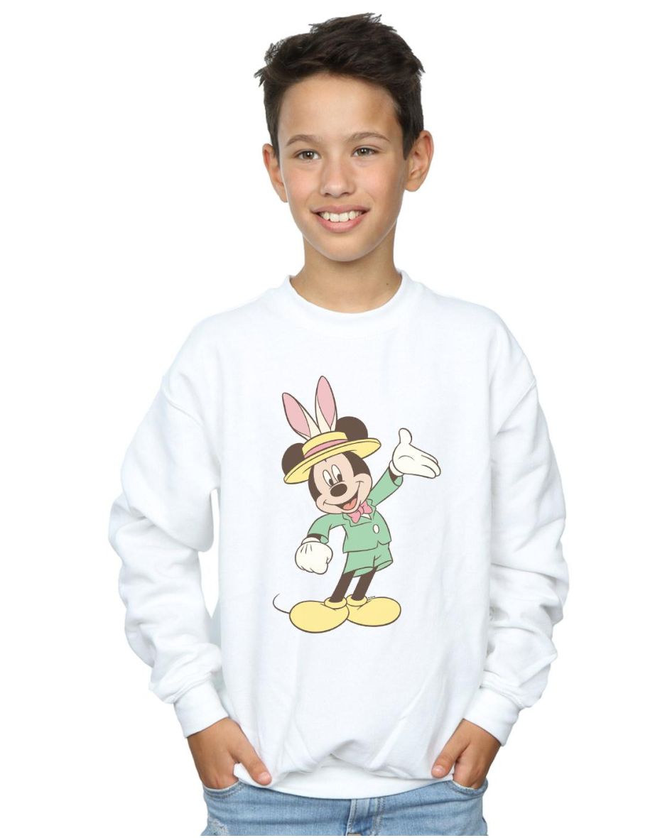 Disney Boys Mickey Mouse Easter Bunny Sweatshirt - White