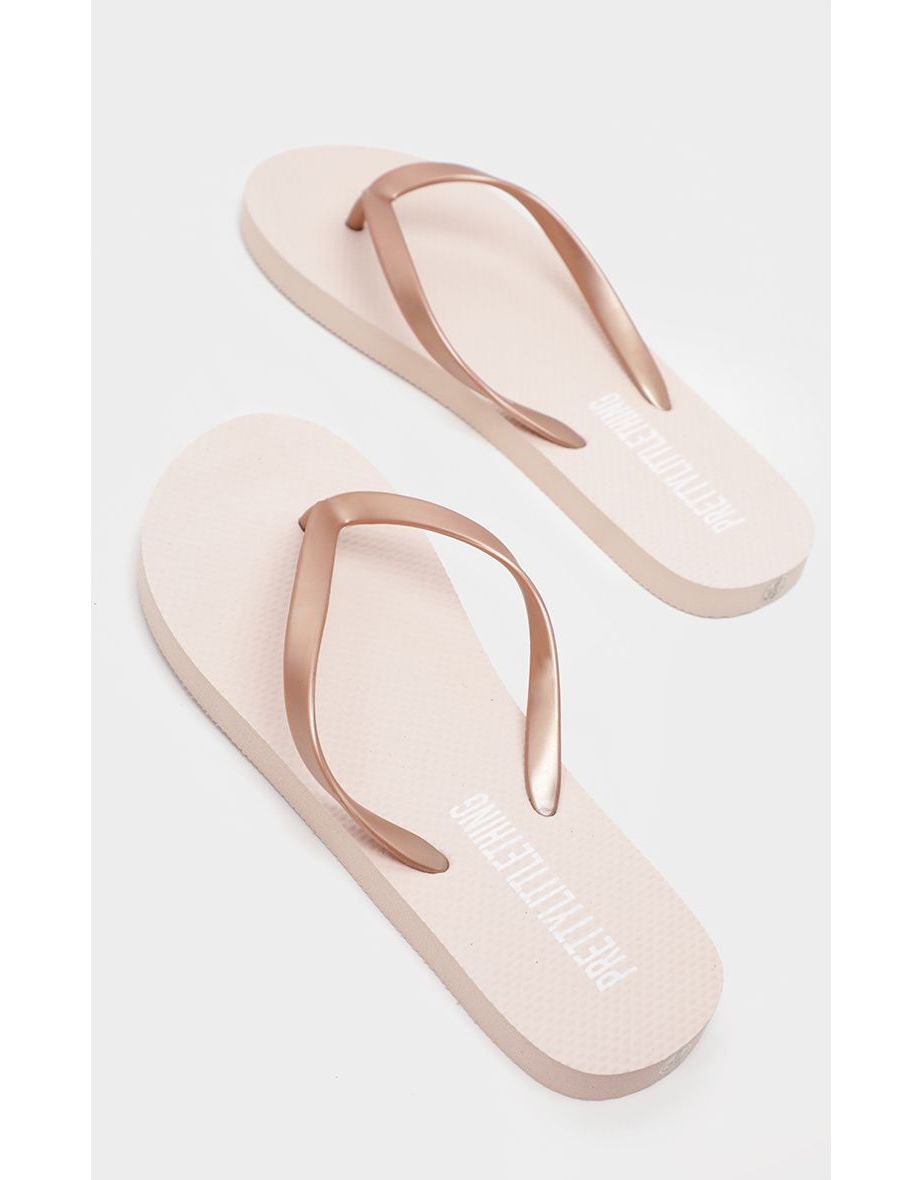 Rose gold flip flops hotsell