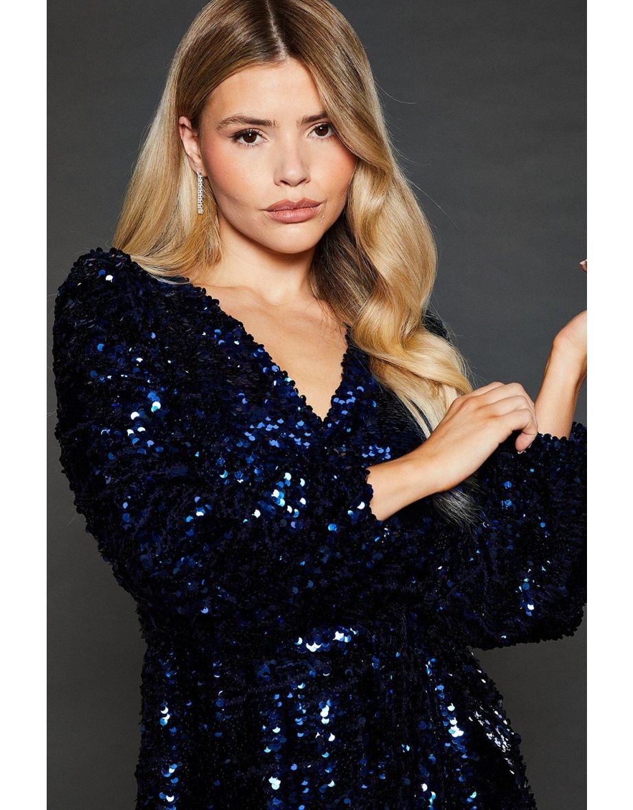 Dp Luxe Petite Sequin Wrap Mini Dress - 3