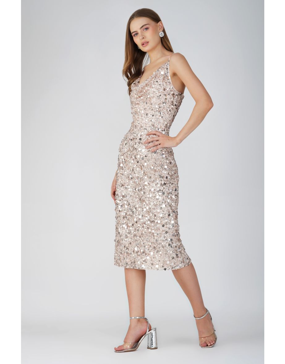 Lace and beads midi dress best sale