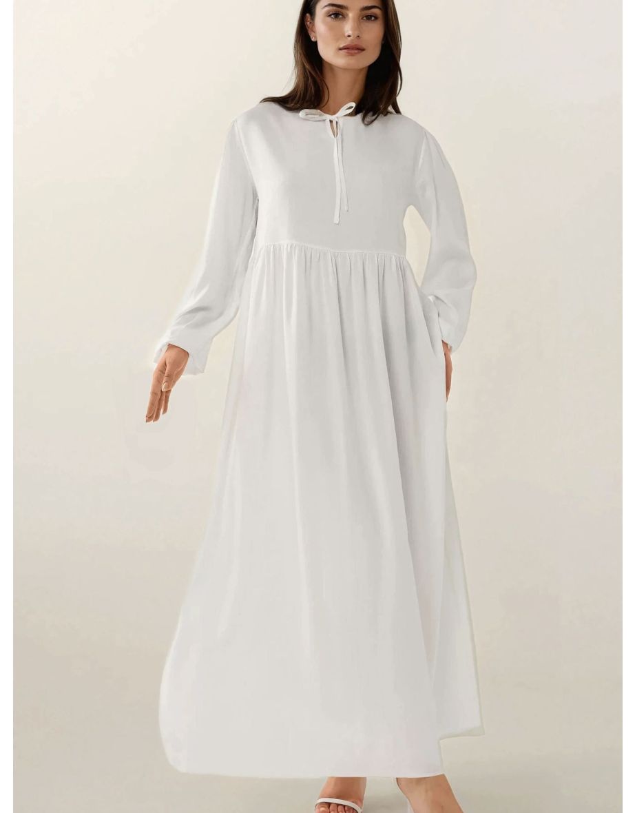 Maxi Dress with A-Form Fit and Crew Neck