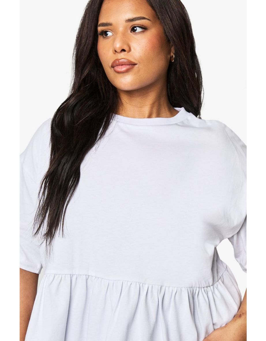 PLUS COTTON SMOCK TOP - white - 3