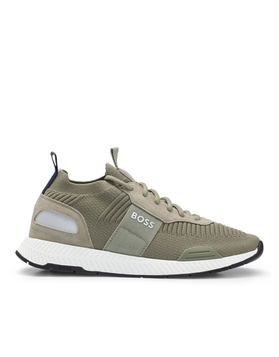 Men's Boss Titanium Running Trainers in Green