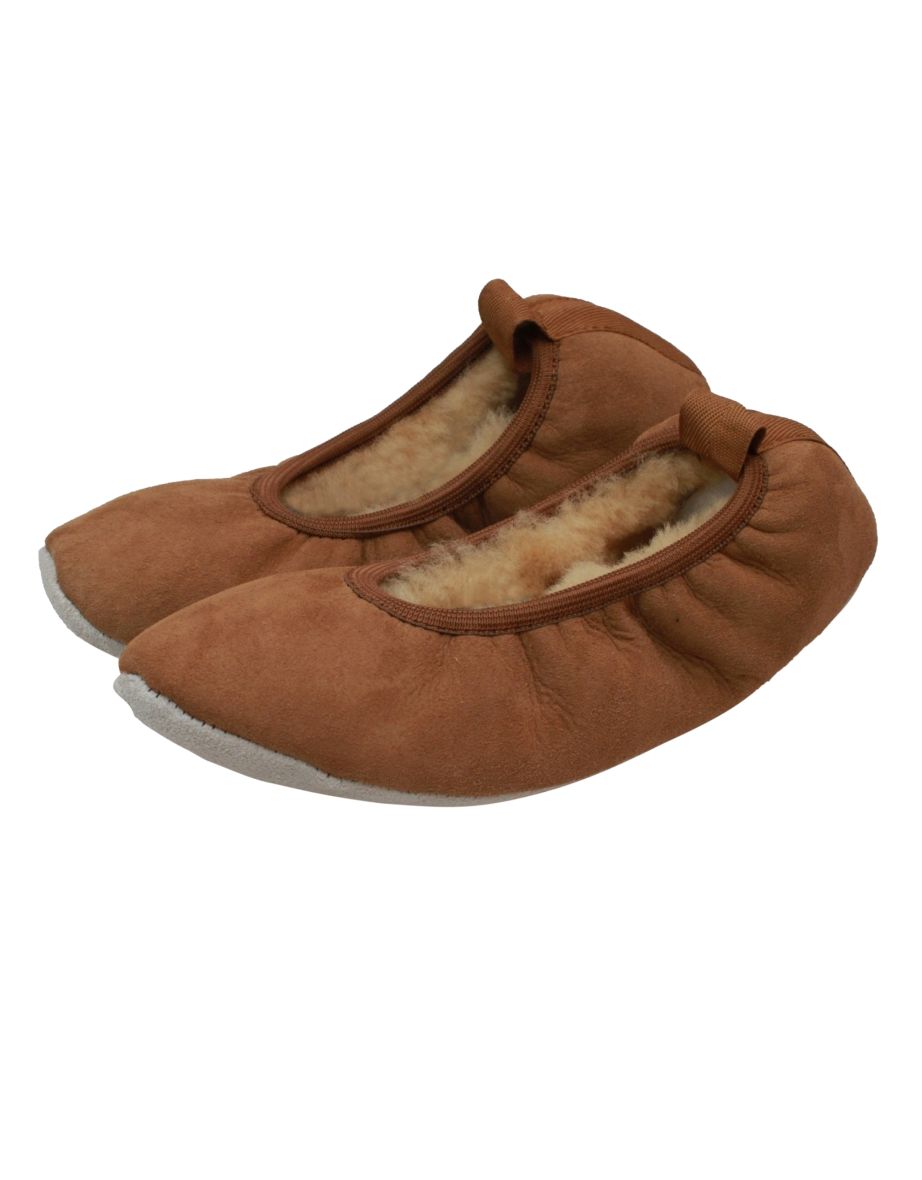 Eastern Counties Leather Womens/Ladies Sheepskin Lined Ballerina Slippers - Chestnut - 1