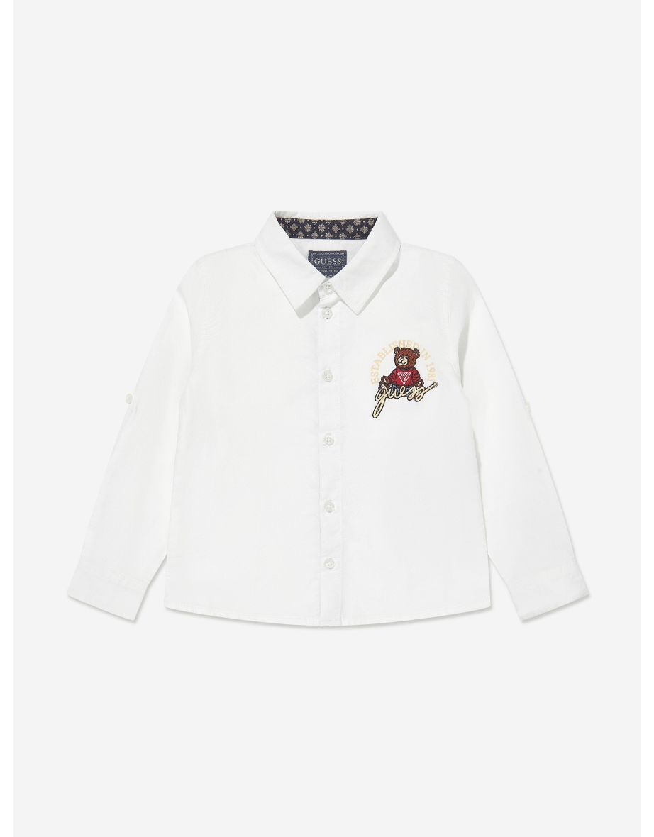 Boys Long Sleeve Oxford Shirt in White