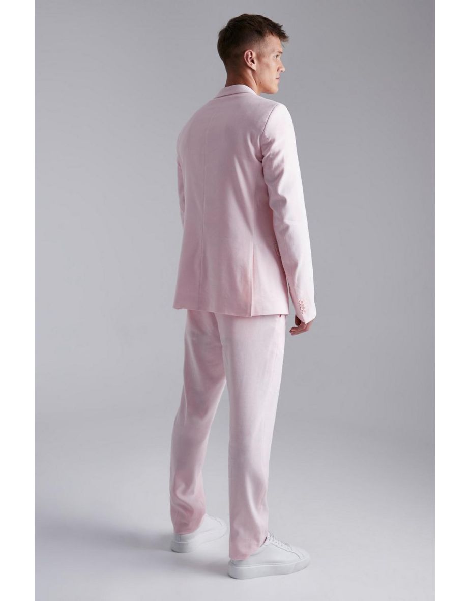 Tall Slim Linen Suit Trousers - light pink
