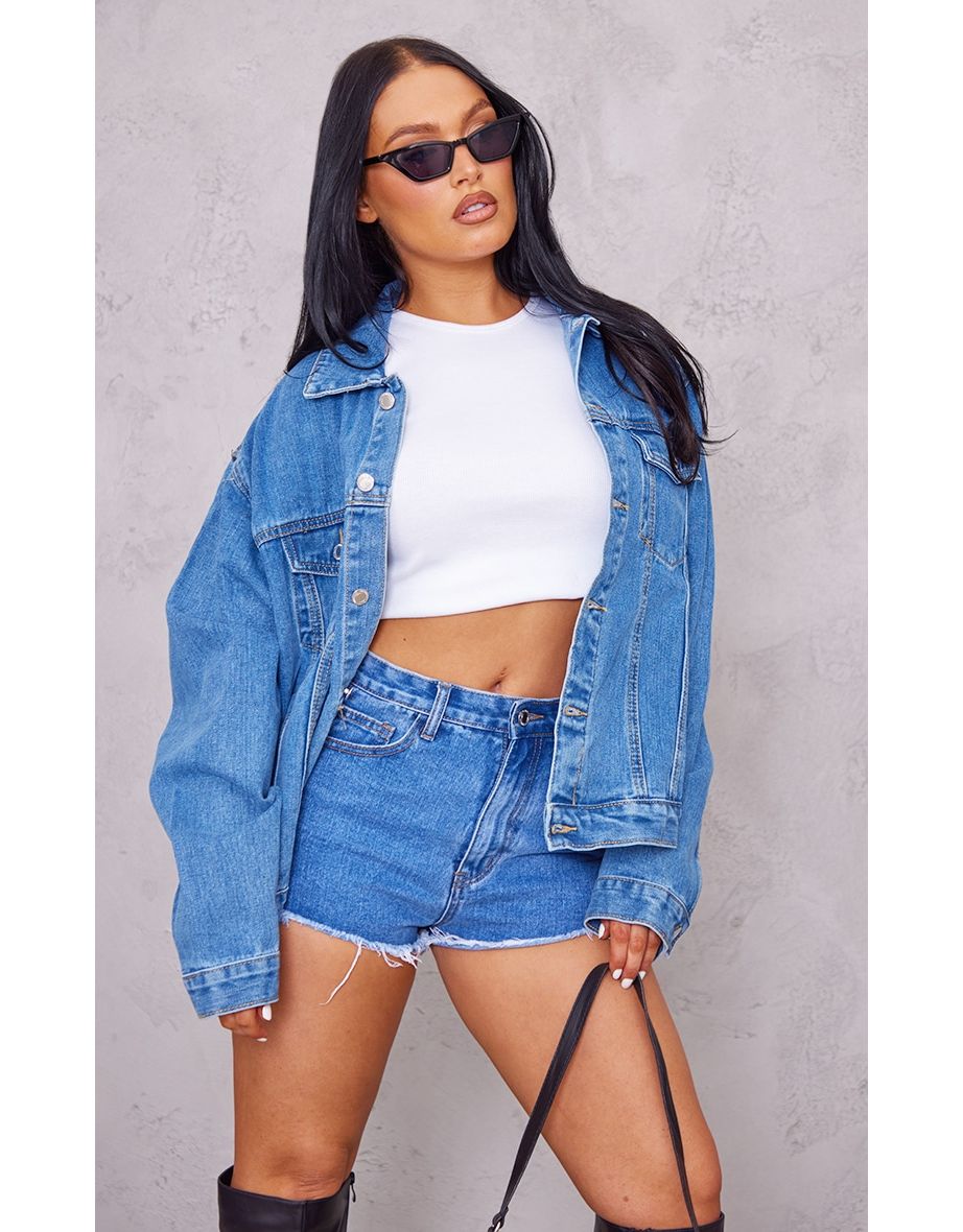 Oversized denim jacket top pretty little thing