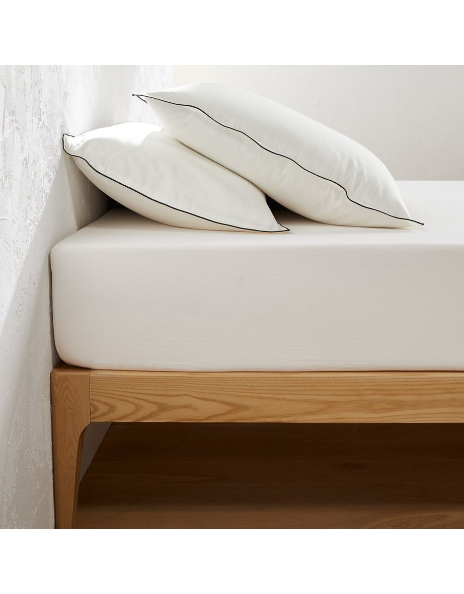 Victor Plain 100% Washed Cotton Satin 300 Thread Count Fitted Sheet