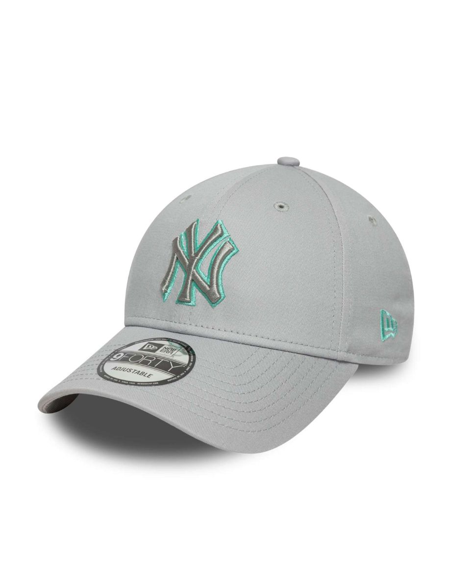 New Era Mens New York Yankees 9FORTY Team Outline Baseball Cap - Grey - OSFM