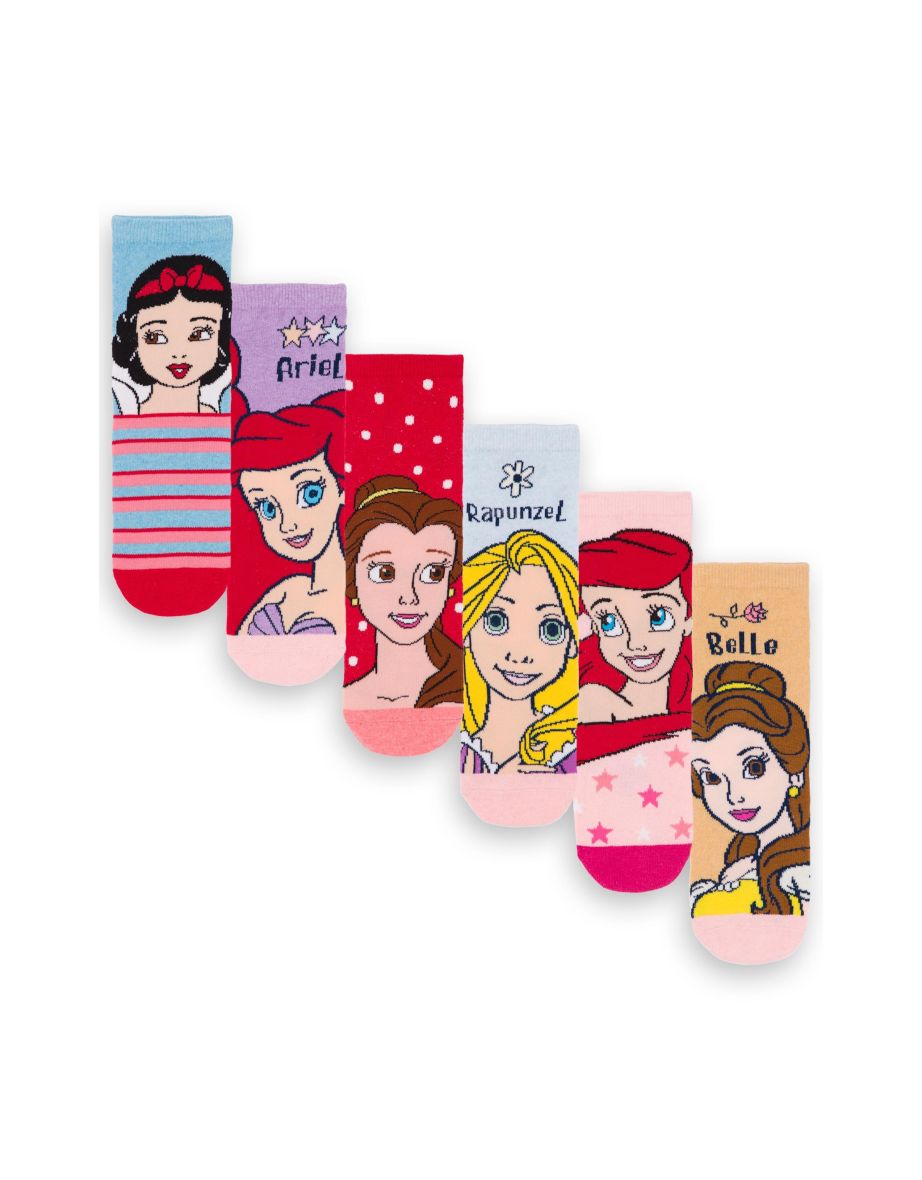 Disney Princess Girls Characters Socks (Pack of 6) - Multicoloured