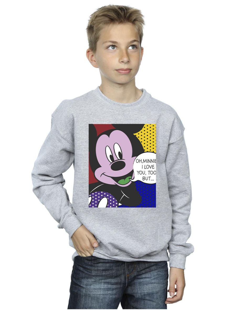 Disney Boys Mickey Mouse Oh Minnie Pop Art Sweatshirt - Sports Grey