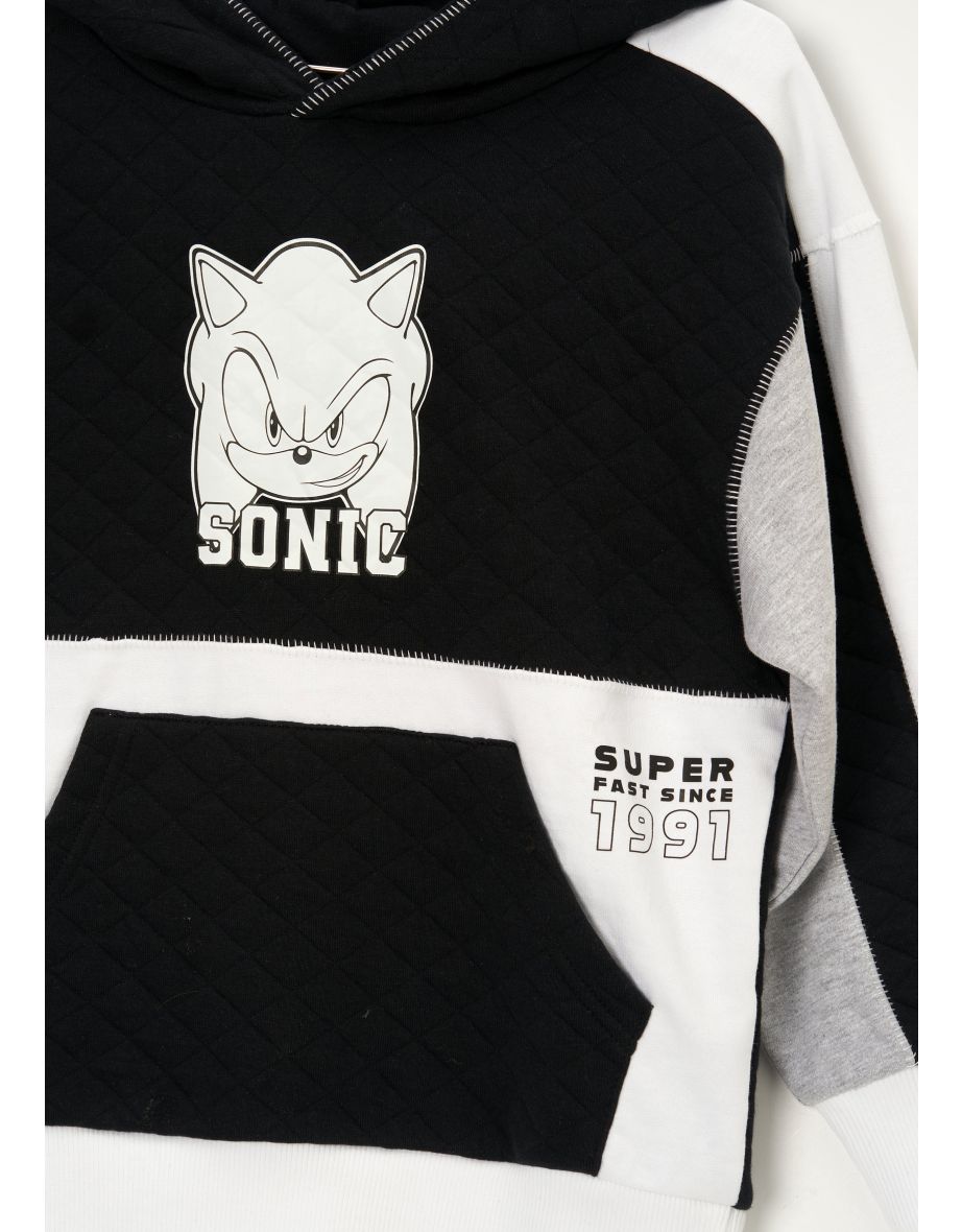 Sonic Black Mix Textured Block Hoodie - 5