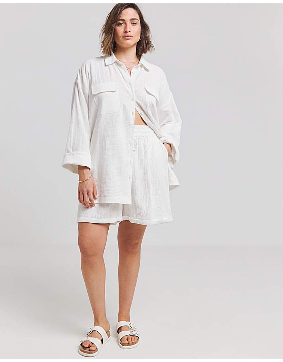 White Cheesecloth Pocket Shirt